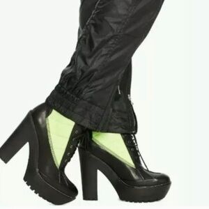 Ralph Lauren boots Hester platform neon green and black lace up chunky boots
